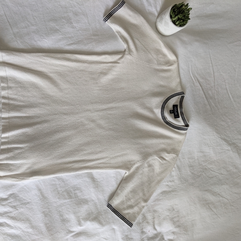Roolee white top with black detail size small